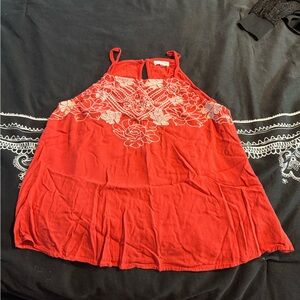 Eyeshadow Red Camisole with Floral Embroidery